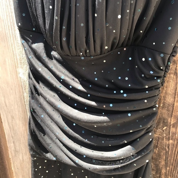 Strapless Sequin Dress Asymmetrical Hem - Picture 5 of 6